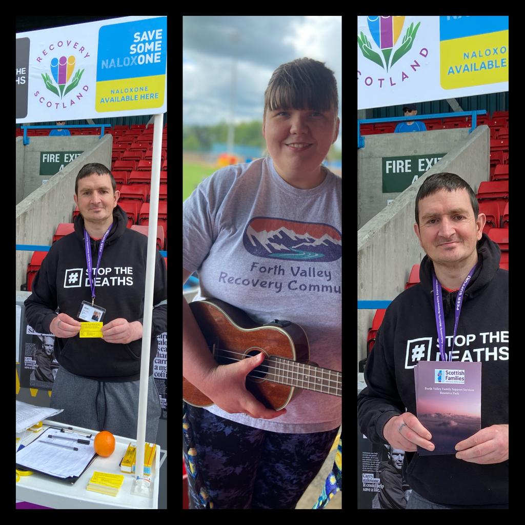 Big shout out to Andy from #asc for taking our #ForthValleyFamilySupportService leaflets and #Naloxone #ClickAndDeliver cards on his stall today and to Amanda for her awesome ukulele playing today at the #NationalRecoveryOlympics You guys rock! @ScotFamADrugs @ForthValleyADP