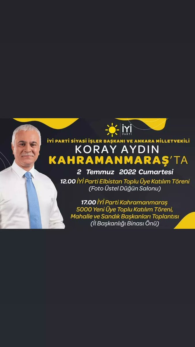 İYİ Parti Kahramanmaraş Türkoğlu İlçe Başkanlığı (@iyi_turkoglu46) on Twitter photo 