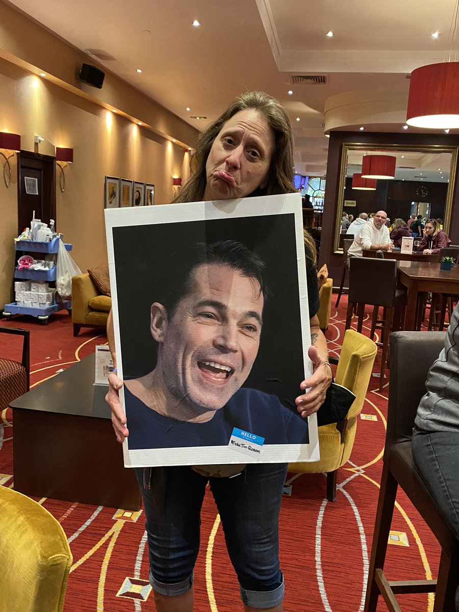 staylor111's tweet photo. @loveshack93 is sad that @realtimrozon isn't here, but you just can't keep her smile down when #FakeTimRozon is here!
#EarpFest #WynonnaEarp #BringWynonnaHome https://t.co/THG8HNFvvI