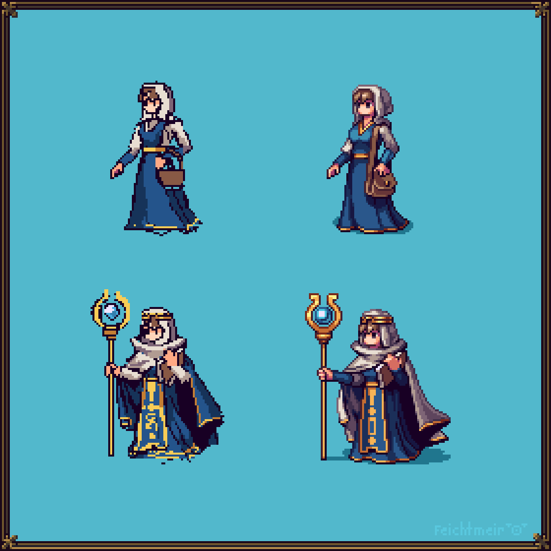 cyangmou's tweet image. sketch to final
10 minutes -&amp;gt; ~1.5h
#pixelart