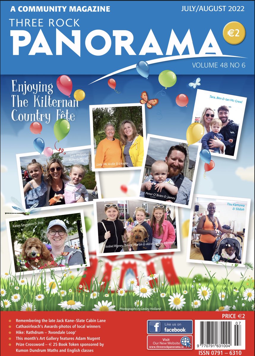 PanoramaThree's tweet photo. The July-August edition of your local communication magazine - Three Rock Panorama - is now on sale (still only €2) from all our loyal local retail outlets. Panorama is also available online at our website: https://t.co/gtlYMgzOI8 https://t.co/FKYaF9yjPV