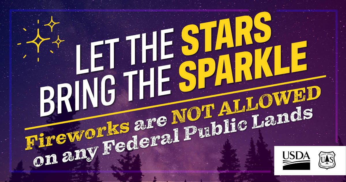 ShoshoneNF's tweet photo. As a reminder, fireworks are always illegal on lands managed by the @forestservice to include the #ShoshoneNF. Let the stars sparkle for your July 4th celebrations! #OneLessSpark #RecreateResponsibly https://t.co/CHAhRu49F5