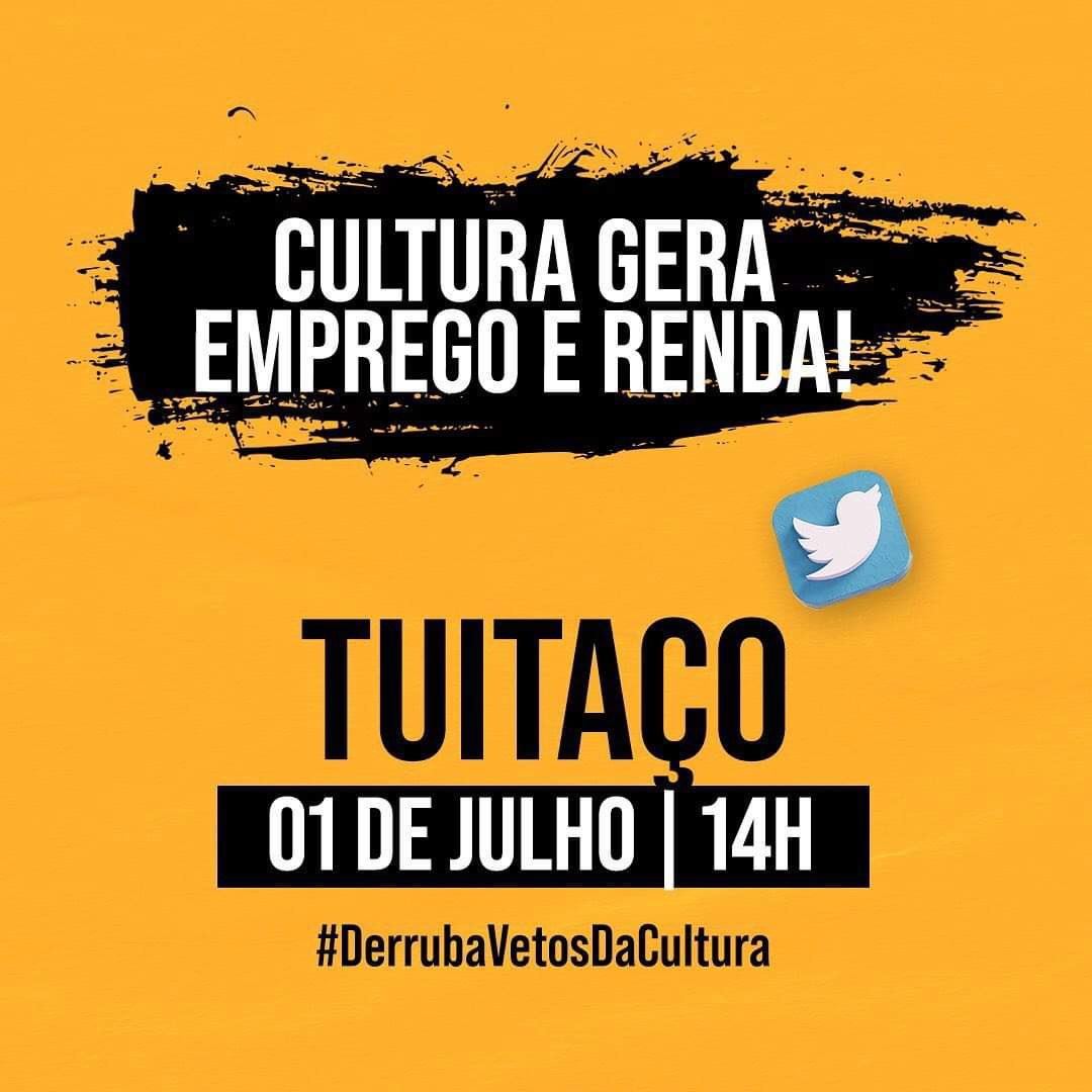 Movimento Social das Culturas unido pela derrubada dos vetos da Cultura. Pressione os congressistas  do seu Estado para a votação da sessão que acontece no próximo dia 05 de Julho.  #DerrubaVetosdaCultura
