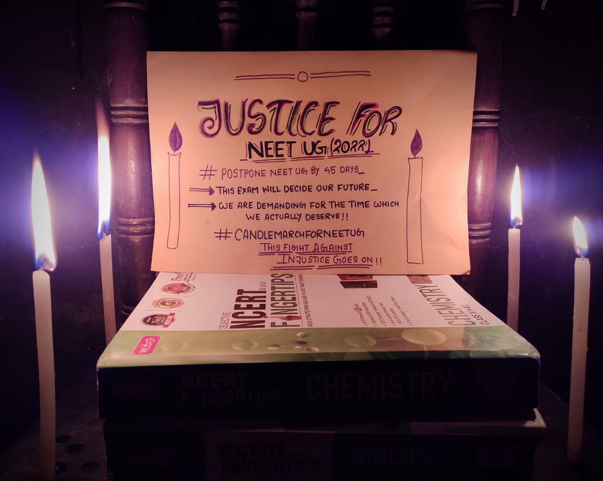 dentodontics's tweet photo. #CandleMarchForNEETUG

This is voice of Students 
If academic session is starting from September 2022 then hold #NEET2022 in July but if it's starting in 2023 then why to rush 
Give some time for preparation

Or give another attempt https://t.co/TWSOAO1VkH