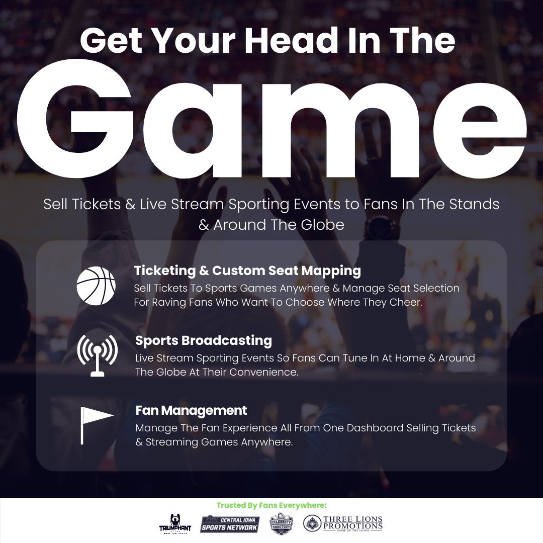Ready to take your sporting event fans' experience into the future?

To learn more, type GAME TIME in the comments below!

#access #activate #eventpromoter #eventproducer #eventsoftware #eventticketing #eventaccess #ppvticketing #seatmap #eventplatform