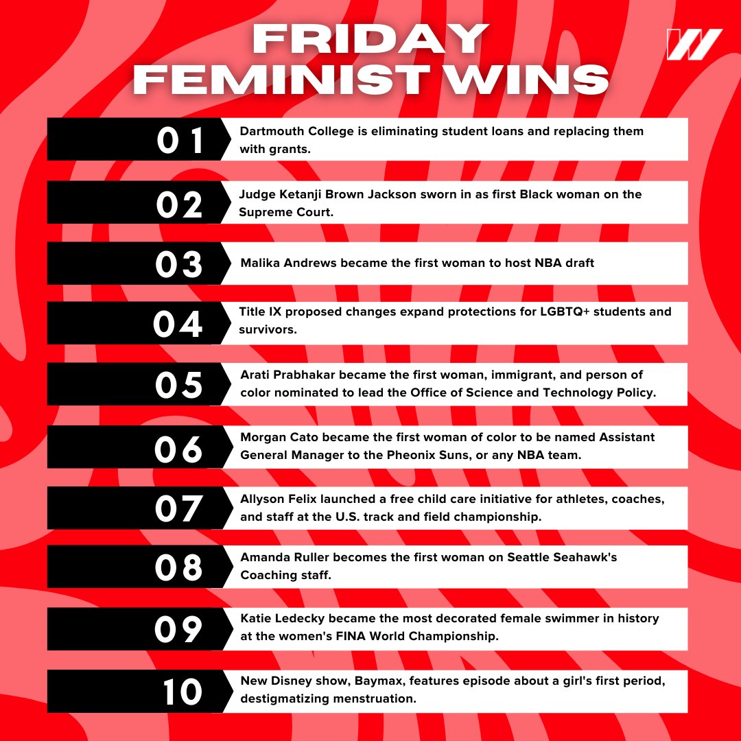 The past week has not been an easy one. We needed these wins. Here is some much-needed good news.

#FridayFeministWins