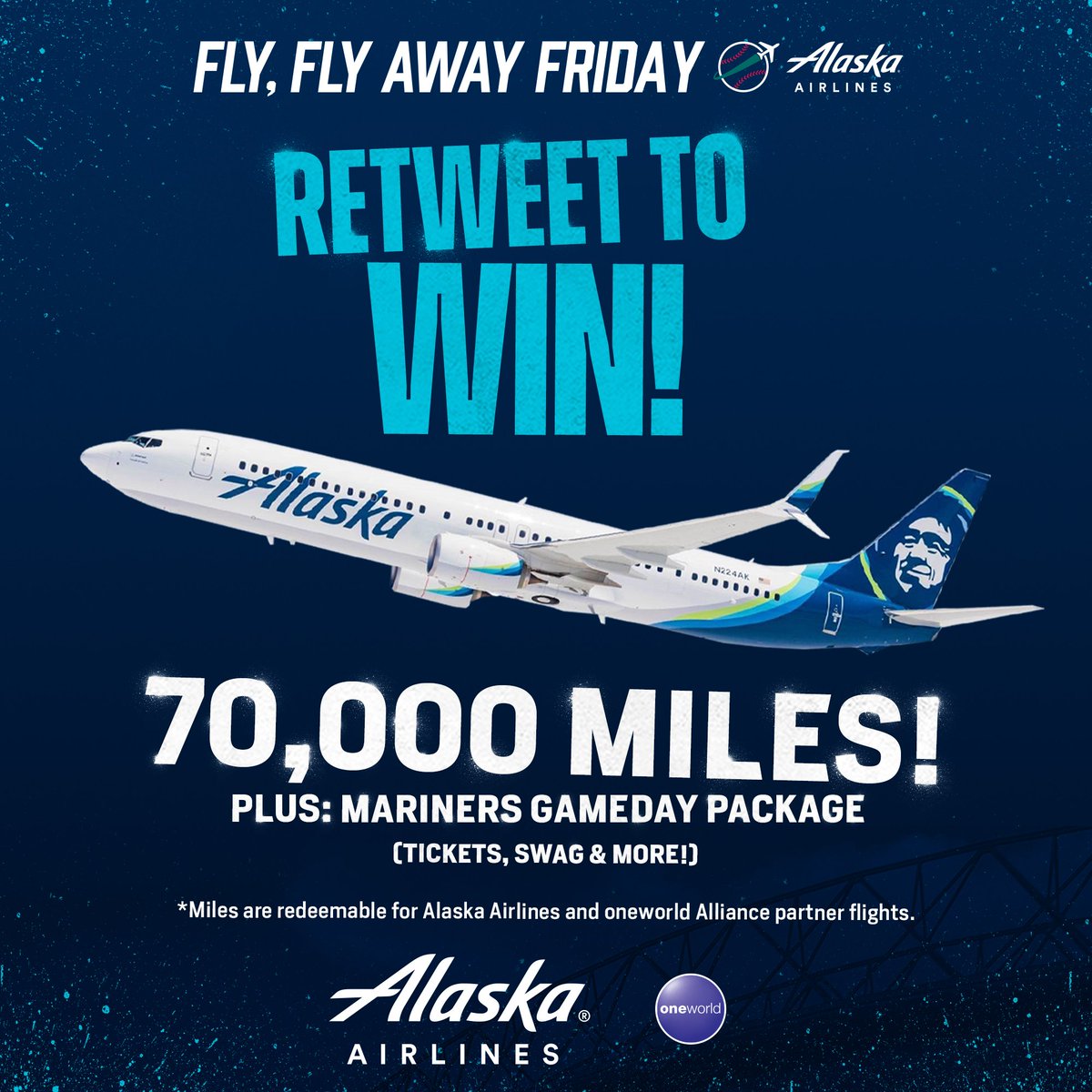 Seattle Mariners (@mariners) on Twitter photo 🛫 RT to WIN 🛬
It’s another Fly, Fly Away Friday! Hit the RT button for your chance to win 70,000 <a href="/AlaskaAir/">Alaska Airlines</a> miles, a pair of tickets to a game and some extra special Mariners Swag 😎 atmlb.com/3bpo4e7 🛫 RT to WIN 🛬
It’s another Fly, Fly Away Friday! Hit the RT button for your chance to win 70,000 <a href="/AlaskaAir/">Alaska Airlines</a> miles, a pair of tickets to a game and some extra special Mariners Swag 😎 atmlb.com/3bpo4e7