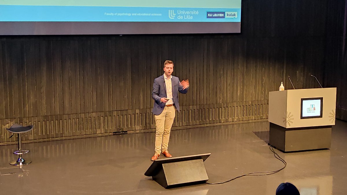 <a href="/SBuseyne/">Siem Buseyne</a> presented today our research on optimal experience (a.o. flow) in a synchronous hybrid setting at #ECPP2022 in Reykjavik.  #proudsupervisor <a href="/LLL_ULille/">Lille Learning Lab</a> <a href="/Itec_KULeuven/">Itec, an imec research group at KU Leuven</a>