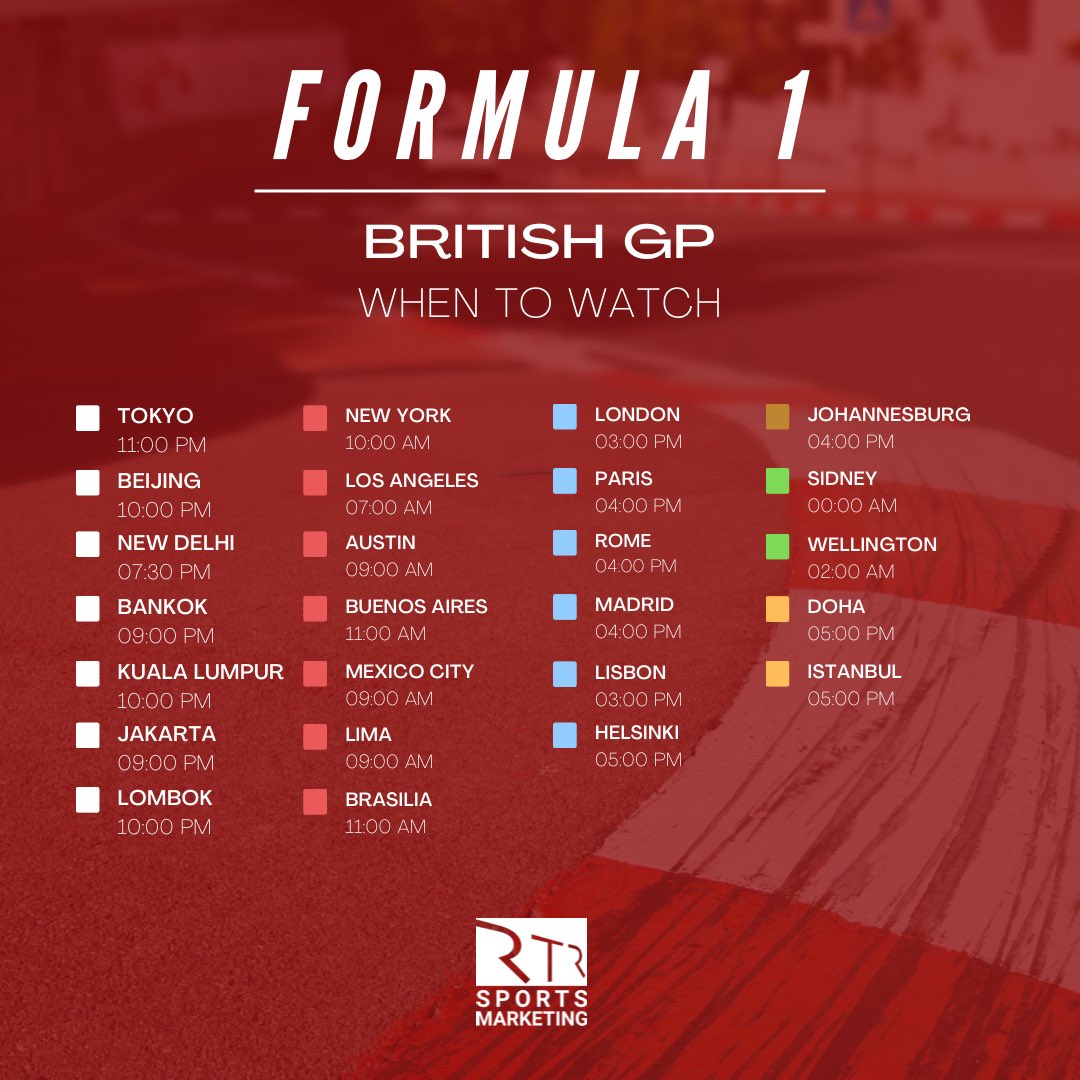 rtrsports's tweet photo. Don’t miss out @F1 & @FIAFormulaE this weekend!
Check our timetable and enjoy your race, planned for July 3th.
Are you ready?
#WhenToWatch #BritishGP #MarrakeshEPrix #Formula1 #FormulaE https://t.co/25gEauZgWZ