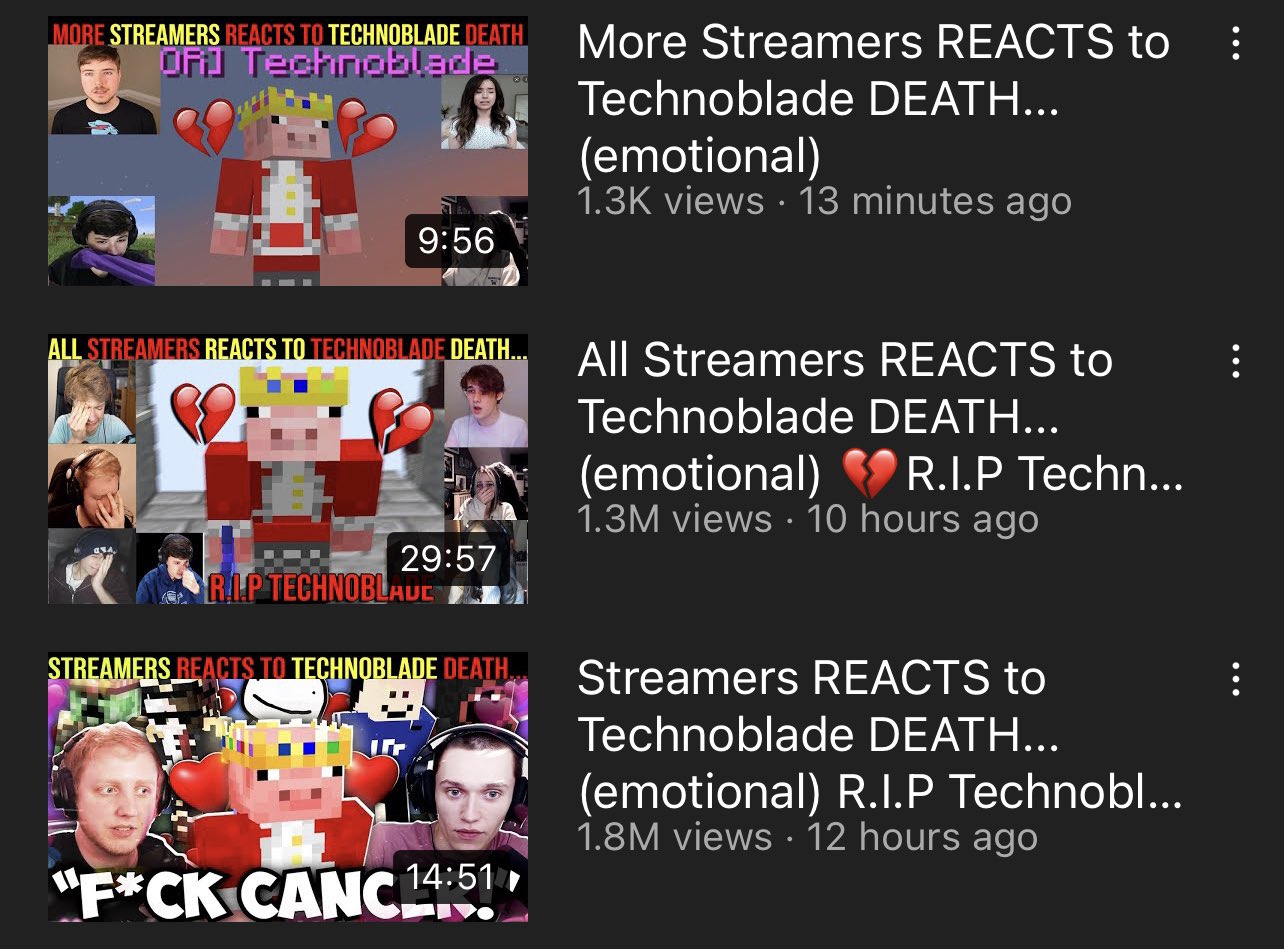 How Streamers Reacted To Technoblade's Death