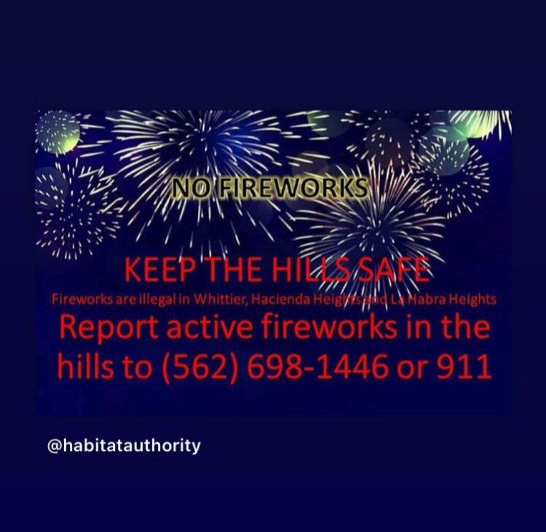 PHHPA's tweet photo. Reminder to be mindful when celebrating. #whittierhills #turnbullcanyon #powdercanyon https://t.co/aqdoYTio7a