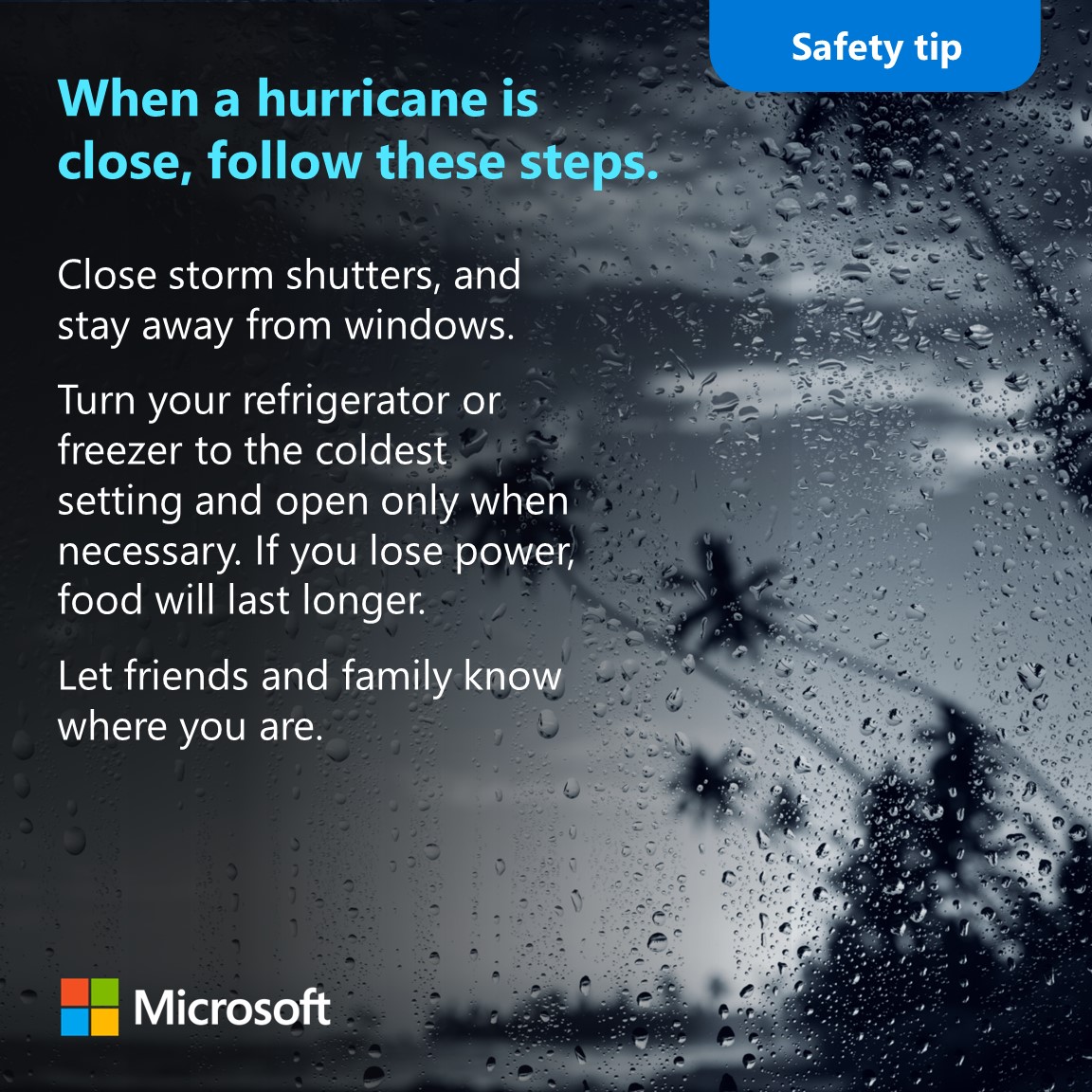 #SafetyTip | When a hurricane is close, follow these steps.