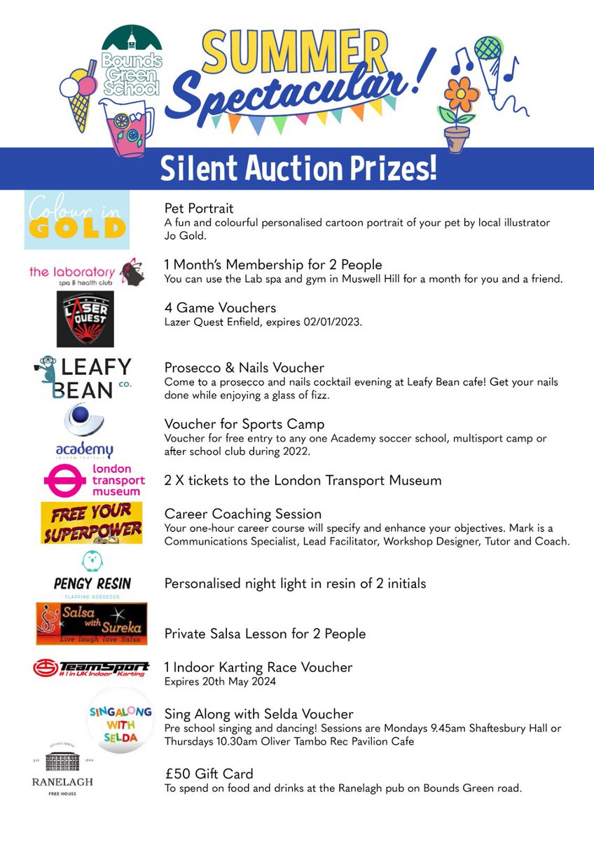 BGschoolPTA's tweet photo. We’ve had some amazing donations for our silent auction (Thank you Everyone 😊). You can start bidding now until midnight tonight - just email bgspta@outlook.com with the item and your contact details. (Any email bids after midnight tonight won’t be included) #boundsandbowes https://t.co/3cfPZdChqy