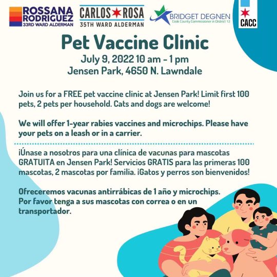 Have a pet that likes to take adventures around the neighborhood? 🐶Come to the Chicago Animal Care and Control microchip event so your troublemaker always comes home. Rabies shots available for the first 100 people as well! #chicagoanimalcareandcontrol #pet