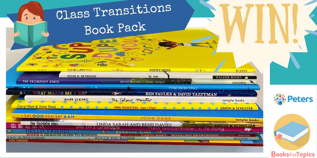 booksfortopics's tweet image. ⭐️WIN!⭐️ Fabulous stories for moving class!

Hurray! Our CLASS TRANSITIONS booklist (booksfortopics.com/transition) is now available as a pack from @Petersbooks!

To enter to win the collection, follow @booksfortopics &amp;amp; @Petersbooks &amp;amp; RT by 11.59pm on 7/7.

T&amp;amp;Cs:booksfortopics.com/giveaway