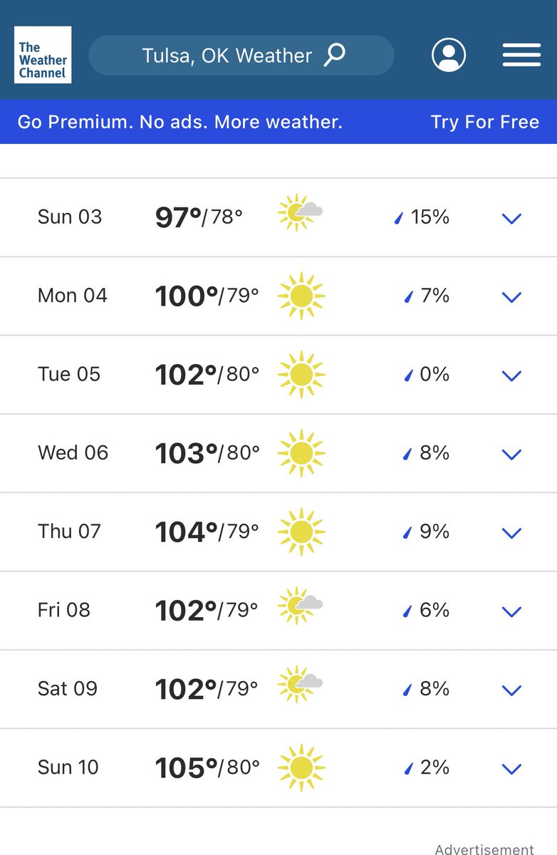 59NationalParks's tweet photo. Hereโs the Tulsa weather forecast through next week. #HotEnoughForYa? @naturetechfam https://t.co/EgsRIoaFsd