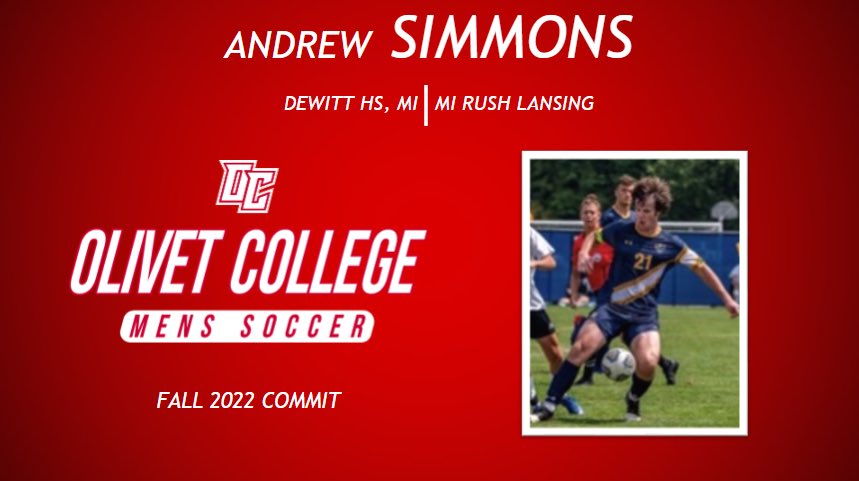 🔴Fall 2022 Commit🔴

We are pleased to announce our next commit in the class of 2022: 

▶️Name: Andrew Simmons
▶️Position: Midfielder
▶️High School: DeWitt, MI
▶️Club: Mi Rush Lansing (<a href="/MiRushLansing/">Mi Rush Lansing</a>)
▶️Major: Insurance &amp; Risk Management

Welcome to OC, Andrew!⚽️

#ALLIN💯
#TEAM