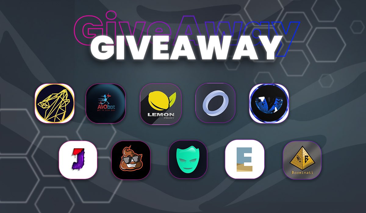 UnknownProxies's tweet image. 🥳GIVEAWAY TIME🎁

1x @Alpha_Scripts Monthly 
1x @The_Shit_Bot  Key
2x @UnknownProxies 2gb Resi 
5x @LEMONPROXY2020 1gb Resi
1x @OrmyxAIO Beta Key
1x @OsirisRaffleBot Key
1x @ANB_AIO  Monthly
1x @elementsaio Monthly
1x @JuicedIO Renewal
1x @Boominati_io Monthly

❤️+♻️+✅+TAG 2✨