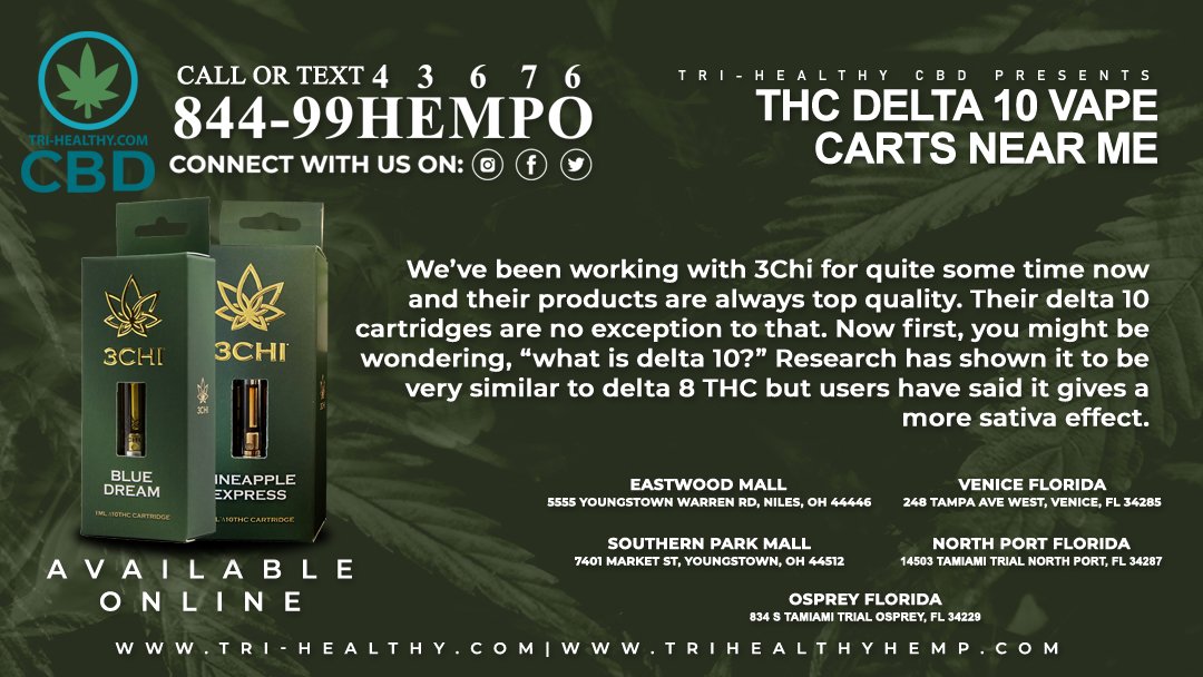 Delta 10 is great for daytime use if you need a little pick me up. ow.ly/r8Cr50JGhJV #Delta10 #3Chi #Vapes #VapeCart #Cartridge #BlueDream #PineappleExpress #TriHealthyCBD