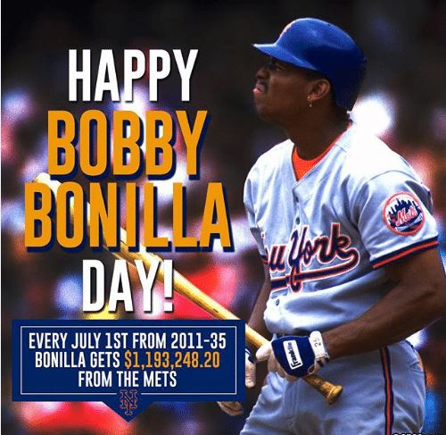 Theodore Moore on X: Happy Bobby Bonilla Day, a yearly holiday when @Mets  fans come together and realize how ridiculous and amazing the team we root  for is!  / X