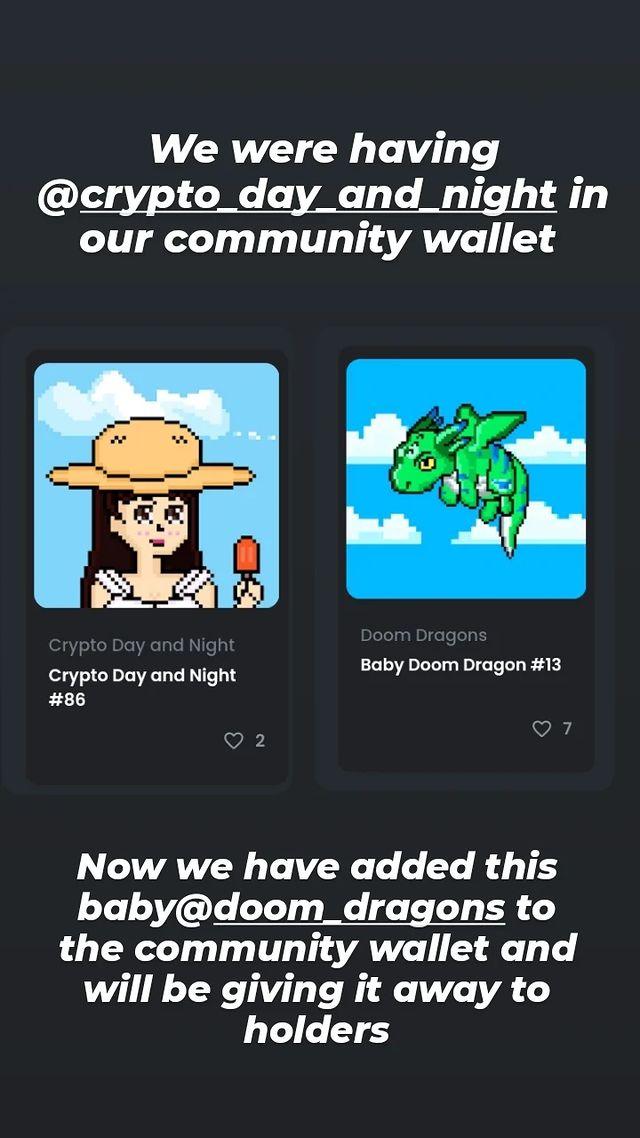 We now have 2 nfts in the community wallet one from @Cryptohk2022 and the other is from <a href="/DoomDragons1/">Doom Dragons</a> 
We supporting creators and will be giving these nfts to 2 of our luck holders
Only 1 seal 🦭  remains at floor
Get it before someone else grabs it