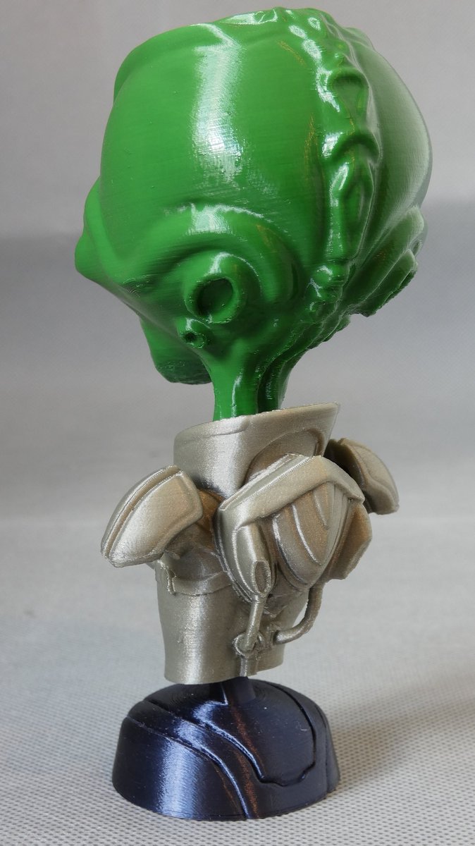 The Alien Crypto by <a href="/HeinoK1/">Heino</a> - smooth head version (also I cut off his head to print seperate version)

Had to have a green alien too, and <a href="/3DTomorrow/">3DTomorrow</a> Leaf Green makes a perfect alien green, with his space suit in <a href="/prusament/">Prusament</a> Pearl Mouse and base using <a href="/halo3dfilaments/">HALO3Dfilaments</a> Dark Matter