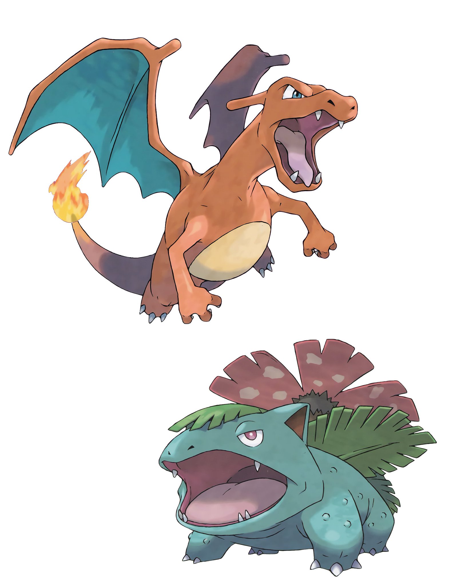 Mixeli on Twitter: "Charizard and Venusaur Alternate Artwork from Pokémon Red and Pokémon Leaf Green boxart. Scanned by me from one of the Japanese Guidebook. https://t.co/lsiB4G8HaK" /