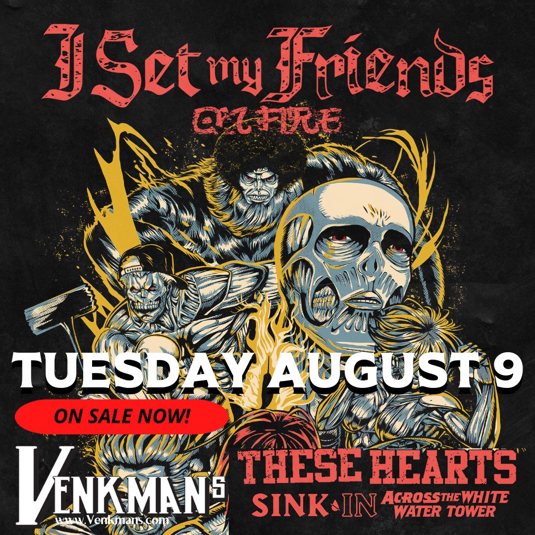 (Rock On! Concerts) (@rockonconcerts) on Twitter photo JUST ANNOUNCED: <a href="/ismfofmusic/">ISETMYFRIENDSONFIRE</a> Tue 8/9 <a href="/VenkmansATL/">Venkman's</a> w Speshal guests <a href="/TheseHeartsBand/">These Hearts</a> <a href="/SinkInBand/">Sink In</a> @atwwtband ~ tix on sale now <a href="/TicketWeb/">TicketWeb US</a> or bit.ly/ISMFOFATL JUST ANNOUNCED: <a href="/ismfofmusic/">ISETMYFRIENDSONFIRE</a> Tue 8/9 <a href="/VenkmansATL/">Venkman's</a> w Speshal guests <a href="/TheseHeartsBand/">These Hearts</a> <a href="/SinkInBand/">Sink In</a> @atwwtband ~ tix on sale now <a href="/TicketWeb/">TicketWeb US</a> or bit.ly/ISMFOFATL