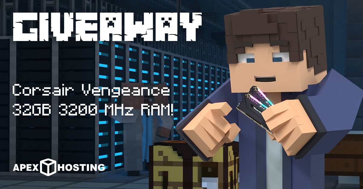 apexhosting's tweet photo. We're RAMping up July's giveaway prize!π»π₯
This month we will be giving away a Corsair Vengeance 32GB 3200 MHz RAM & a 2GB server for 6 months! π
π https://t.co/CzVWrpfxpf
#Minecraft #ApexHosting #Giveaway #Corsair #Vengeance #RAM https://t.co/cy8YoDFGFn