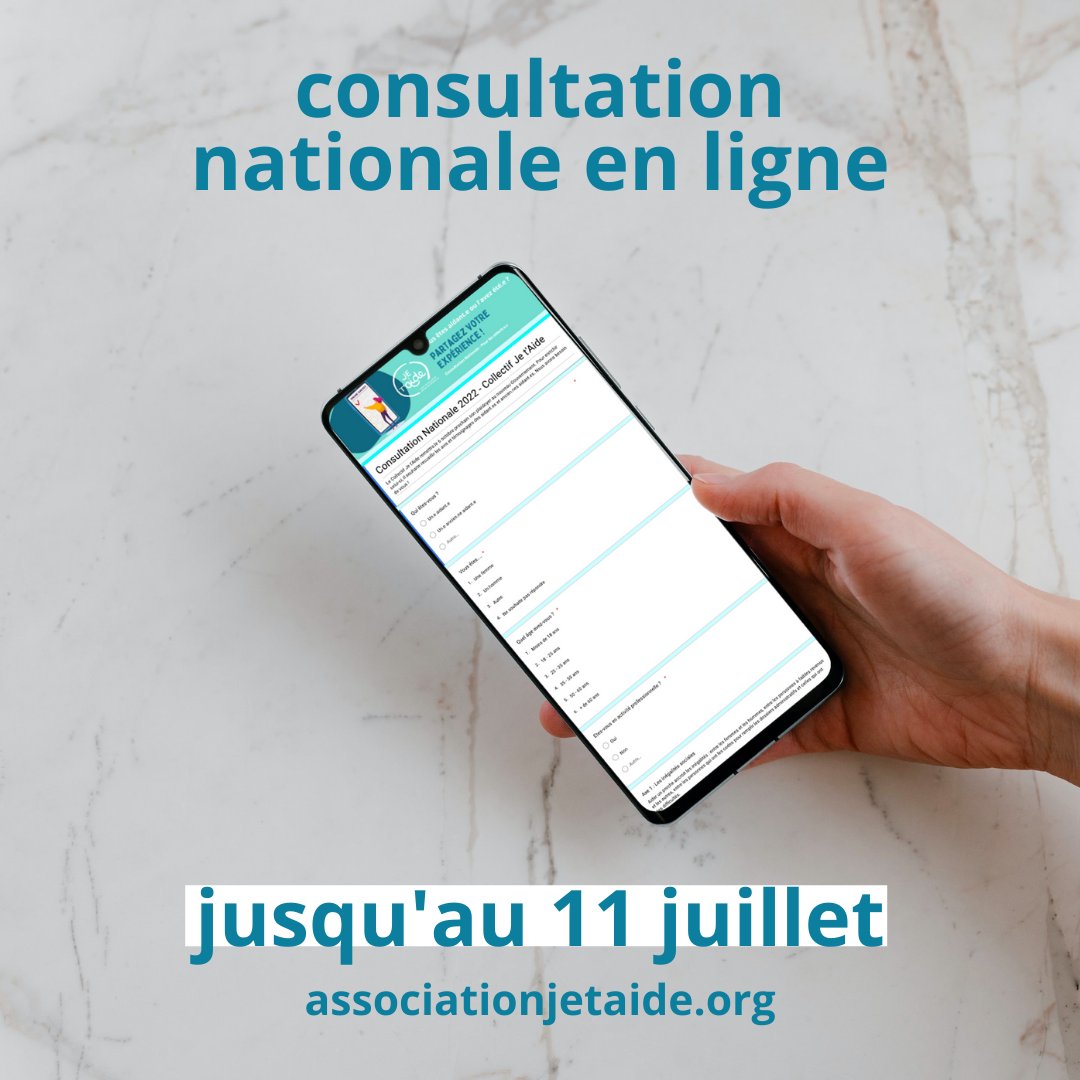 assojetaide's tweet photo. [Consultation Nationale🗣] Votre voix compte !
Vous êtes aidant.e ?
Partagez votre expérience à l’occasion de notre consultation nationale sur le statut proche aidant.e.s, le répit et les inégalités.
👉https://t.co/pkZOHVj3KI

 #témoignage #ConsultationNationale #aidants #sondage https://t.co/TZ8Iv03IP4