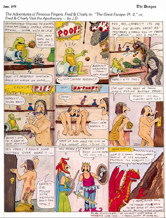 CalstaffTheGold's tweet photo. From The Dragon #26 (Jun/79), episode 20 of Finieous Fingers, Fred & Charly in "The Great Escape: Part II," or, "Fred & Charly Visit the Apothecary" by JD Webster.
#GamingComics https://t.co/1me0jlylY0