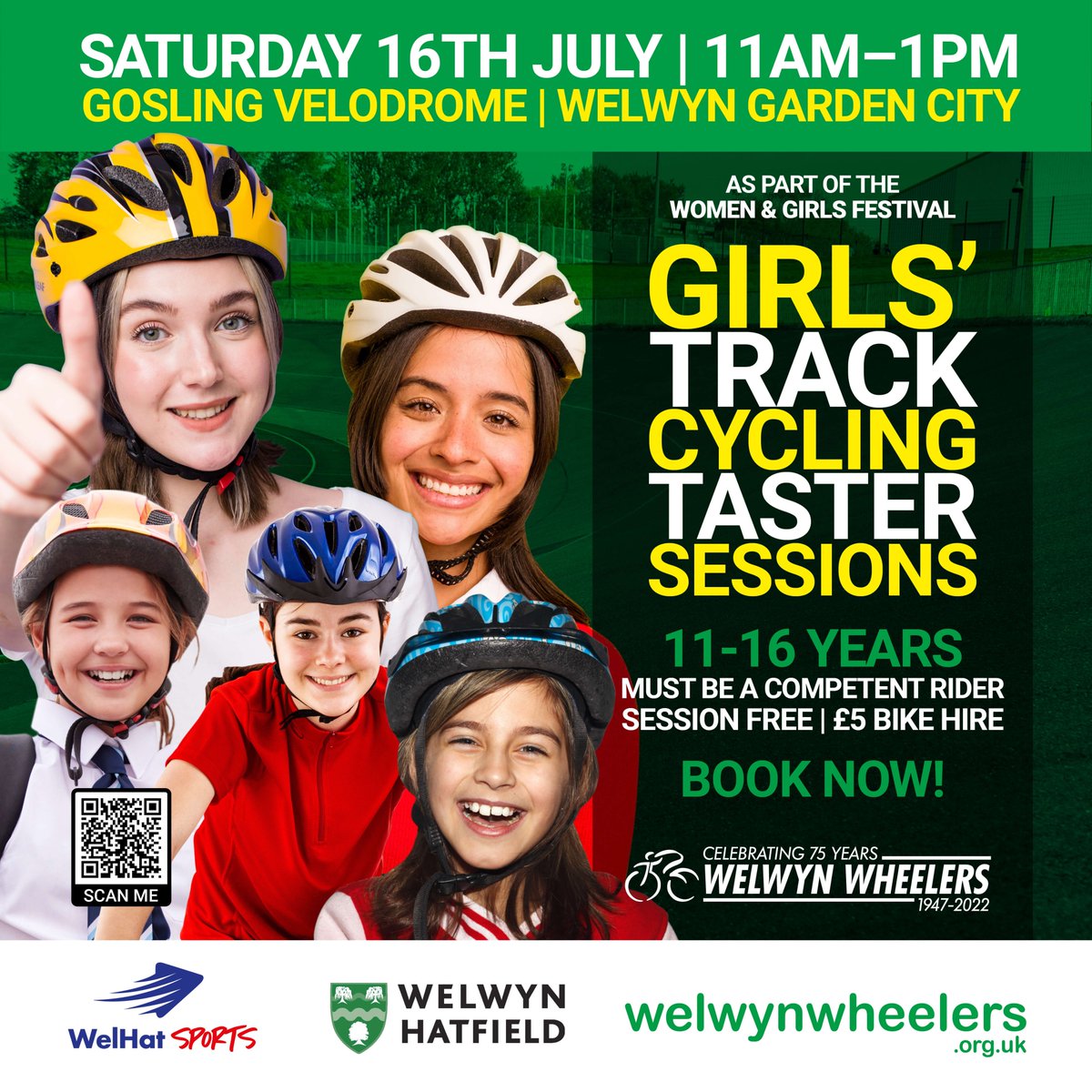 Do you know any girls 11-16 years old that might like a free track day at a velodrome? Well they're in luck! Send them the details below and get them along!

welwynwheelers.org.uk/product/women-…