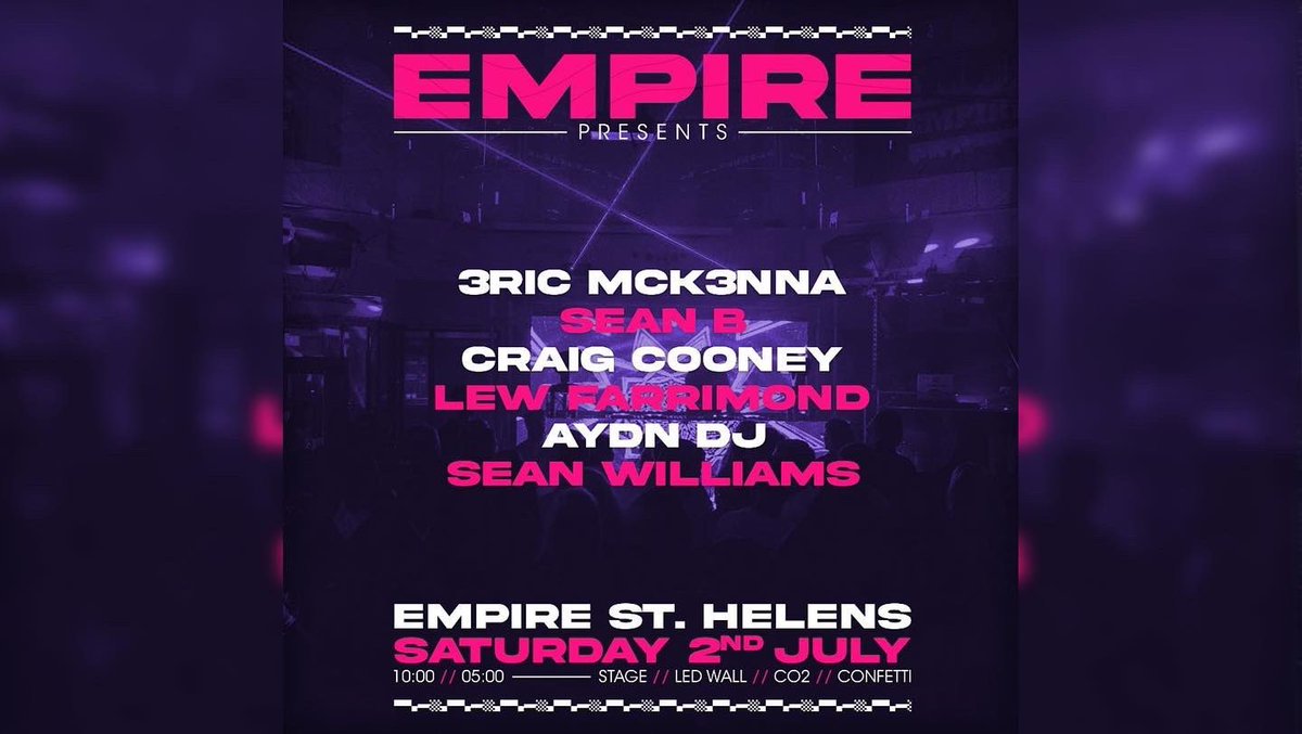 ericmckennadj's tweet photo. I’M BACK🙌 Super hyped for my shows tomorrow at Empire St. helens and Imperial St. helens🔥🎧 Set times - Imperial 9:30pm - 11:30pm | Empire 2:00am - 3:00am 💥 https://t.co/y4JuOG1Xo1