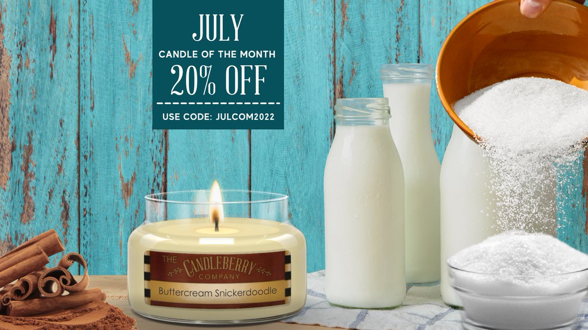 Introducing July's Candle of The Month!

Use code: JULCOM2022 and enjoy 20% off Buttercream Snickerdoodle!  

" The smell is simply delicious. It’s hard not to want to eat out of the jar, lol. Clean burning, wax melts slow and even. I'm so impressed!"
bit.ly/3OXdjhz