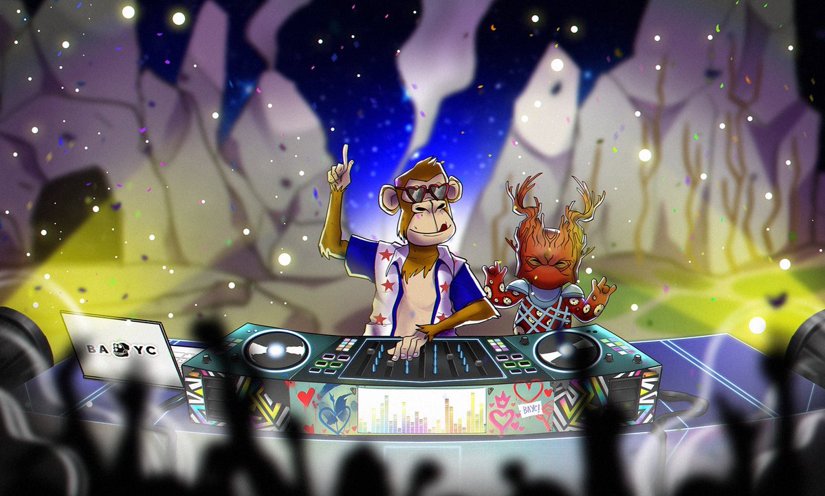 Melody Banana 🧪 • ᴗ • (@melodybanana2) on Twitter photo Meet BAYC star AJ Llectric and his land Koda Kogg. He loves making DJ waves for the <a href="/BoredApeYC/">Bored Ape Yacht Club 🍌</a> crowd and hanging with the <a href="/OthersideMeta/">Othersidemeta</a> crew. Let’s get this party started! Shout out for the art of @MRFLICKGOD Meet BAYC star AJ Llectric and his land Koda Kogg. He loves making DJ waves for the <a href="/BoredApeYC/">Bored Ape Yacht Club 🍌</a> crowd and hanging with the <a href="/OthersideMeta/">Othersidemeta</a> crew. Let’s get this party started! Shout out for the art of @MRFLICKGOD