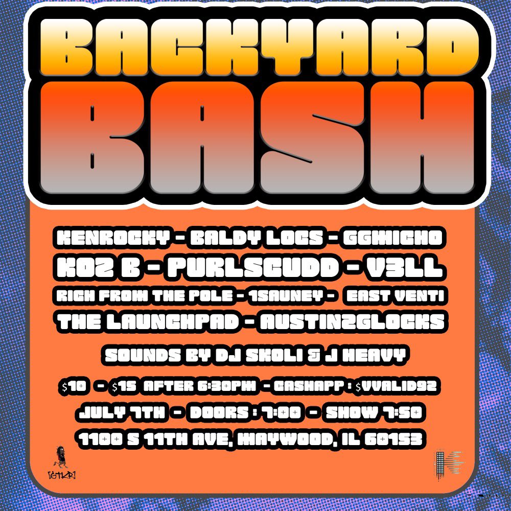 July 7th it’s the first BACKYARD BASH SERIES/afterparty online tickets are live now to buy your tickets you must cash app $Vvalid92 in the message you must include your ig name and confirmation dm will be sent to you online tickets will be up until 6:30 July 7th