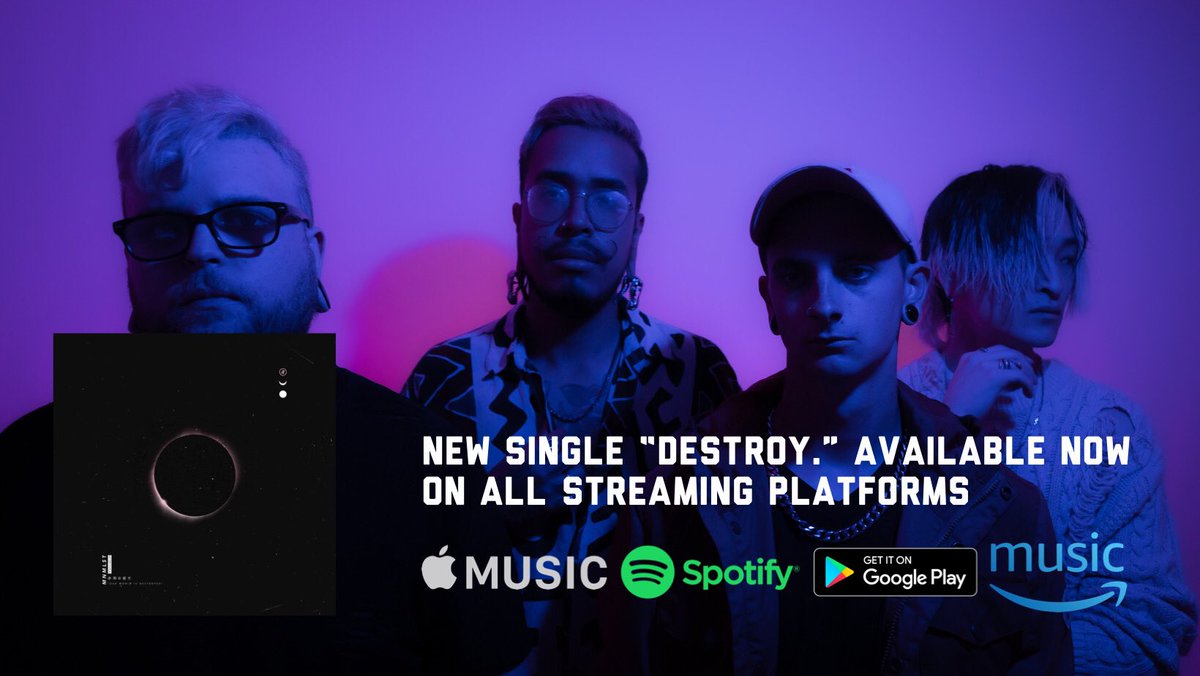 MNMLSTband's tweet photo. Destroy. available NOW on all streaming platforms. 

We want to share our gratitude to all of those who have been waiting patiently since ANMLS, listening and being a MNMLST. Spotify link below ⤵︎

https://t.co/psevuynd7v https://t.co/GgGFhD8yOd