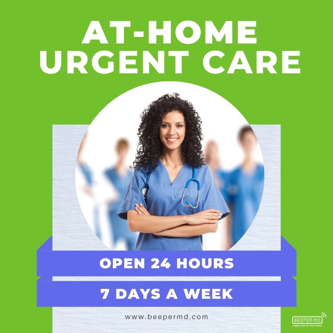 Receive medical care from the comfort of your home with BeeperMD, an At-Home Urgent Care. 

✅ Open 24/7
✅ More convenient: We come to you!
✅ Offer comfortable, non-invasive tests
✅ Fast results and fast prescriptions
✅ Save time and money

beepermd.com