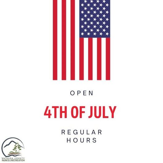WataugaCountyPR's tweet photo. We wish everyone a Happy and Safe July 4th.  The WCRC will be open regular schedule.  For fees and schedule:  https://t.co/HRzemaE2Cc https://t.co/Y4mN354QFZ