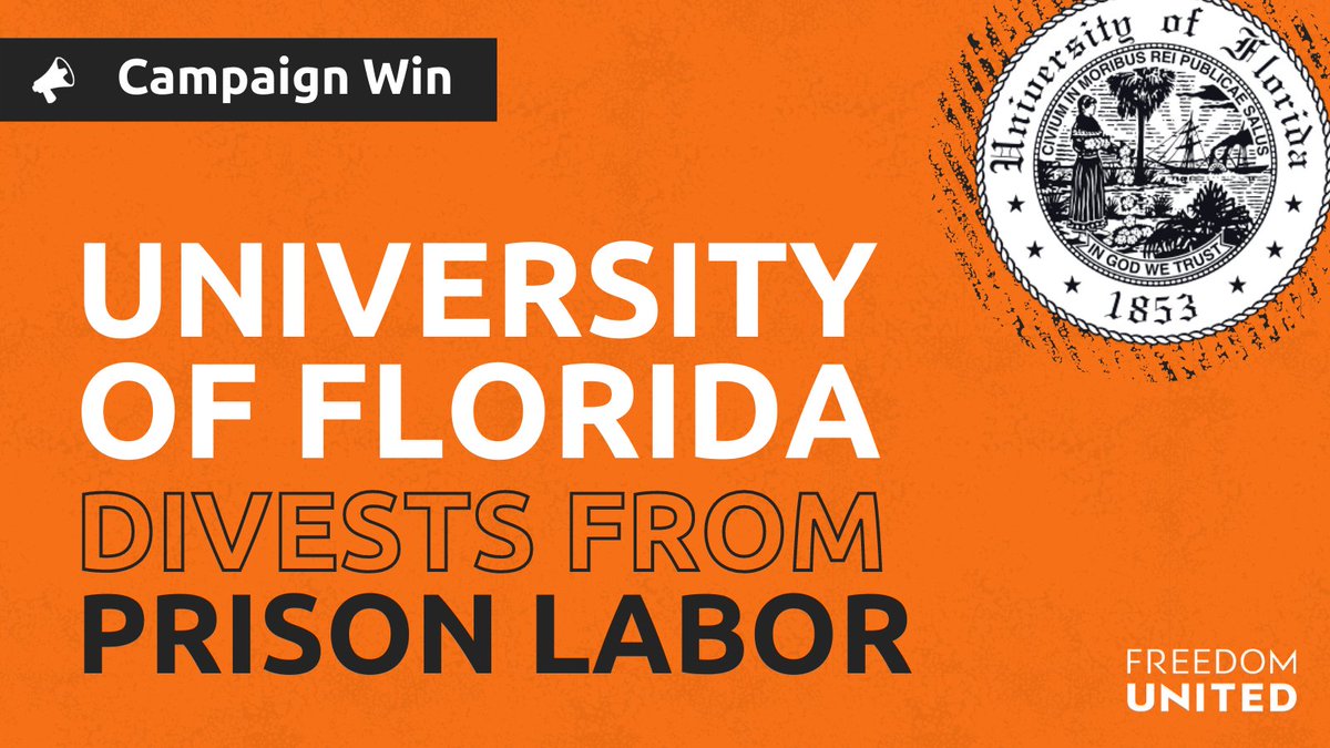 WIN! Today, University of Florida @UF takes a stand against #PrisonSlavery as it cuts ties with exploitative food services company Aramark 22,000+ in the Freedom United community & other activists have been calling for this change since last year. freedomunited.org/wins/universit…