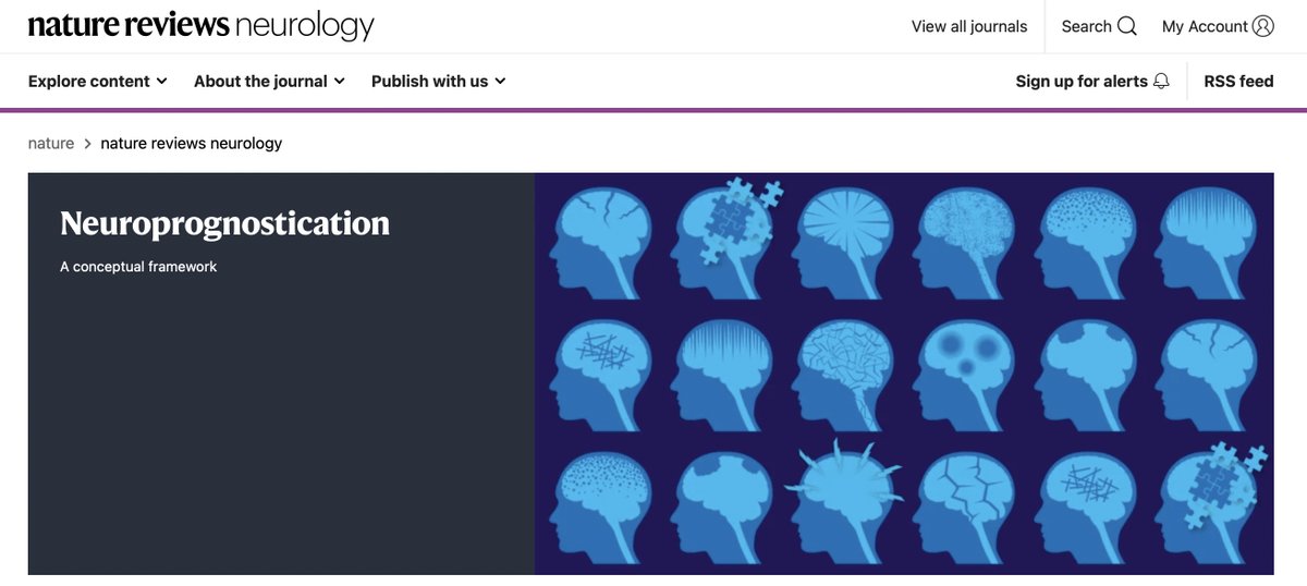 Congrats to recent @MGHNeuroICU @BWHNeuroICU Fellowship Graduate, David Fischer @dbfisch, whose manuscript 'Neuroprognostication: A Conceptual Framework' is featured on the @NatRevNeurol cover! nature.com/nrneurol/