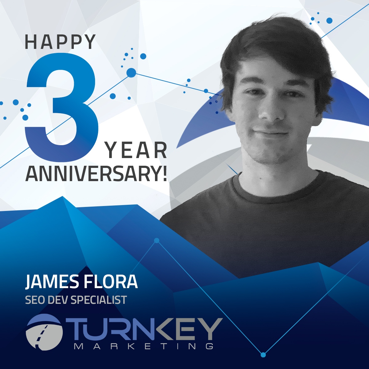 tkmkt_'s tweet photo. 🎉Congratulations to James Flora on his 3-Year TurnKey Anniversary!🎉 James, Happy Anniversary and we thank you for everything you do. We're so grateful to have you in the TurnKey Marketing Family! 👏 #TkmktStrong #DigitalMarketing #Anniversary #SEO #SEODev #Agency #Tkmkt https://t.co/2yqKu7wtKQ