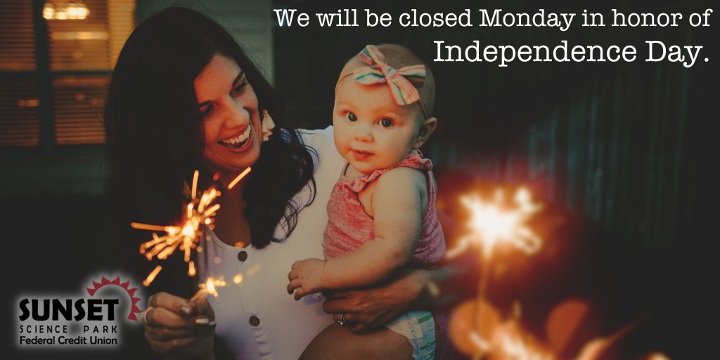 SunsetCU's tweet image. We will be closed on Monday in honor of Independence Day. 🇺🇸 However, our Mobile App is always available for our members' convenience. ❤️ Download it today to control your finances on your time. ⤵️ 

Apple: apple.co/2x2FNng
Android: bit.ly/3d87aNE

#SimpleToSwitch