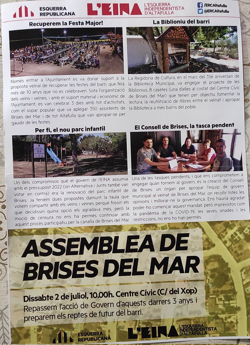 hersanjua's tweet photo. Obrir la bústia i trobar-me això. És una broma? Quin fart de riure 🤣 A qui voleu enganyar?visc a Brises i no s'ha fet res d'això.Rectifico, s'ha posat la biblioniu.@ERCAltafulla @AlternAltafulla @JxAltafulla @AltafullaAra @de_brises @Diari_Mes @alto_ibi @jordimolinera https://t.co/GvL8VturaP