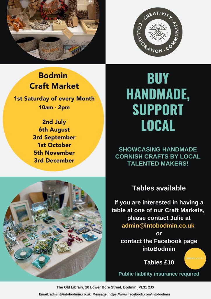 Fond memories of the Heritage Day craft fair? Tomorrow <a href="/intoBodmin/">intoBodmin</a> host their monthly #Bodmin #craft market. If you’re visiting the market and cafe at around 12.30 you might also spot the Raggadaziow…