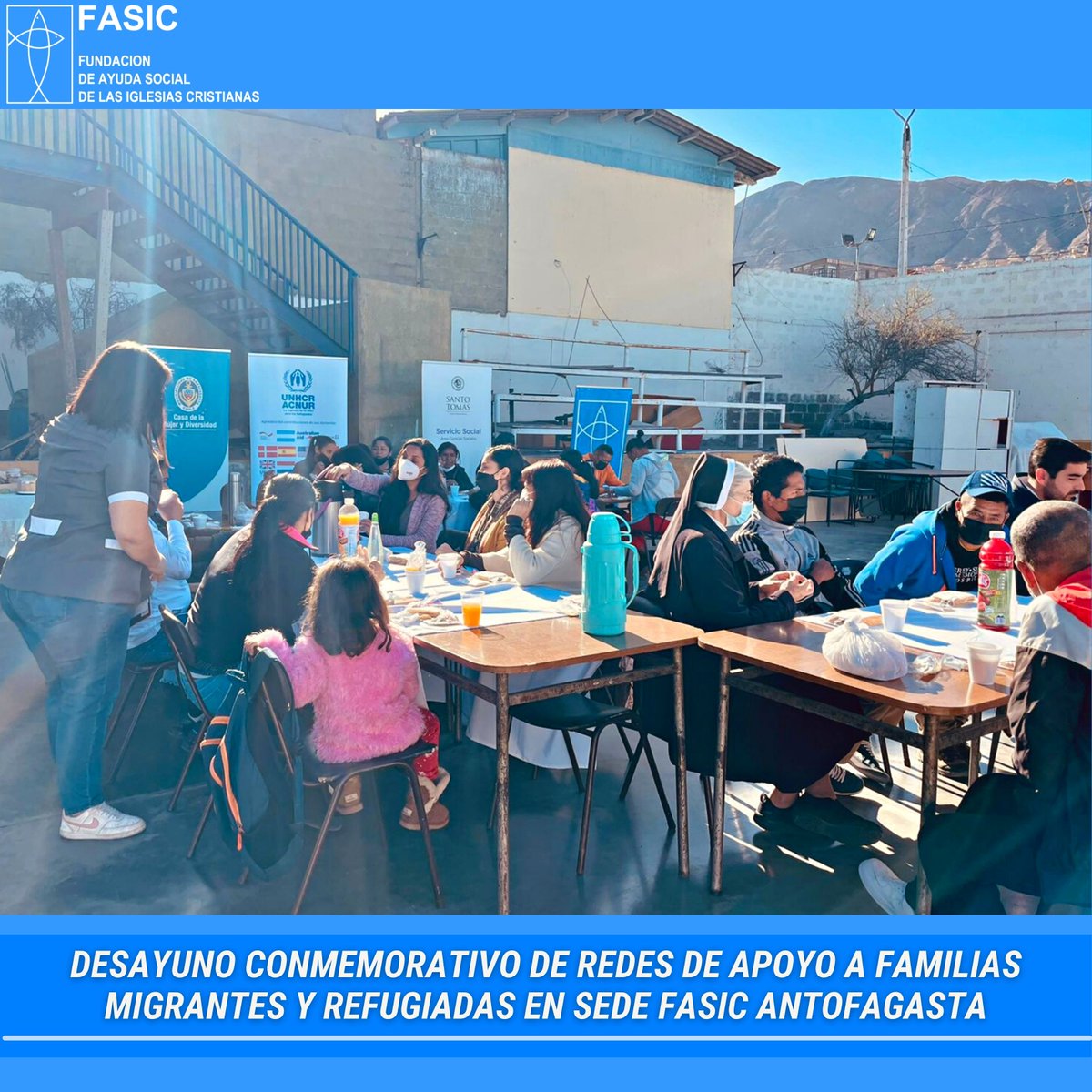 FASICDDHH's tweet image. 📣Desayuno conmemorativo de redes de apoyo a familias migrantes y refugiadas en sede #FASIC Antofagasta fasic.cl/wp/2022/07/des… ✅@ACNURSuramerica @OIMChile #Refugiados