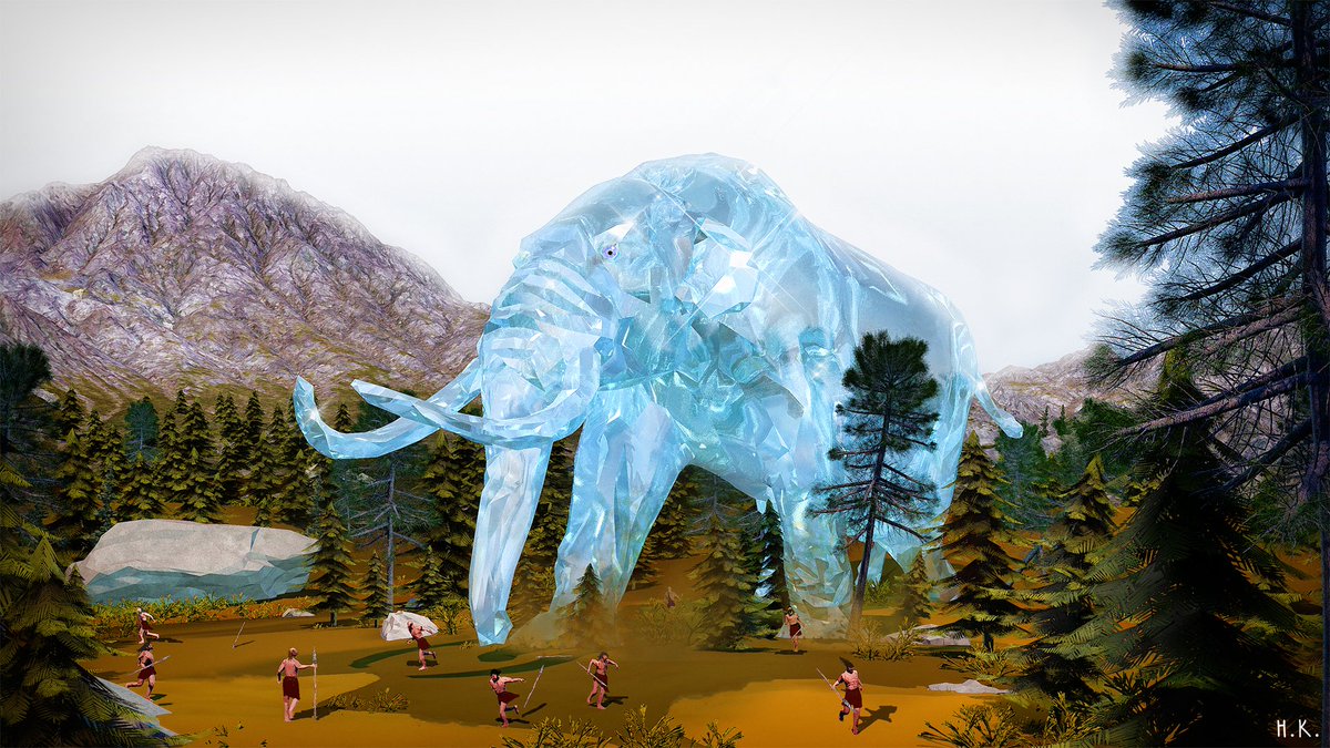 KaleniusHenri's tweet photo. The Magnificent Glasstodon, digital artwork, 2022 
#art #digitalart #fantasy #fantasyart #glass #mastodon #mammoth https://t.co/G5EKKvShWR