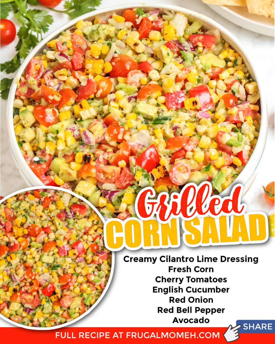Looking for a new and delicious salad recipe? Look no further than this grilled corn salad! It’s perfect for summer BBQs or potlucks.

Get the FULL recipe &gt;&gt; frugalmomeh.com/grilled-corn-s…
