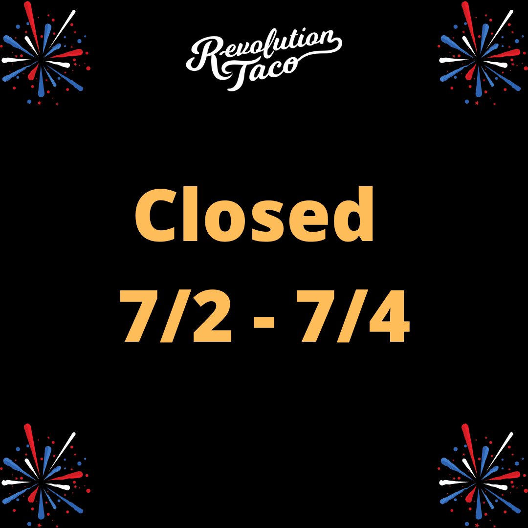 We'll be closed this weekend from 7/2 to 7/4 Enjoy the holiday!