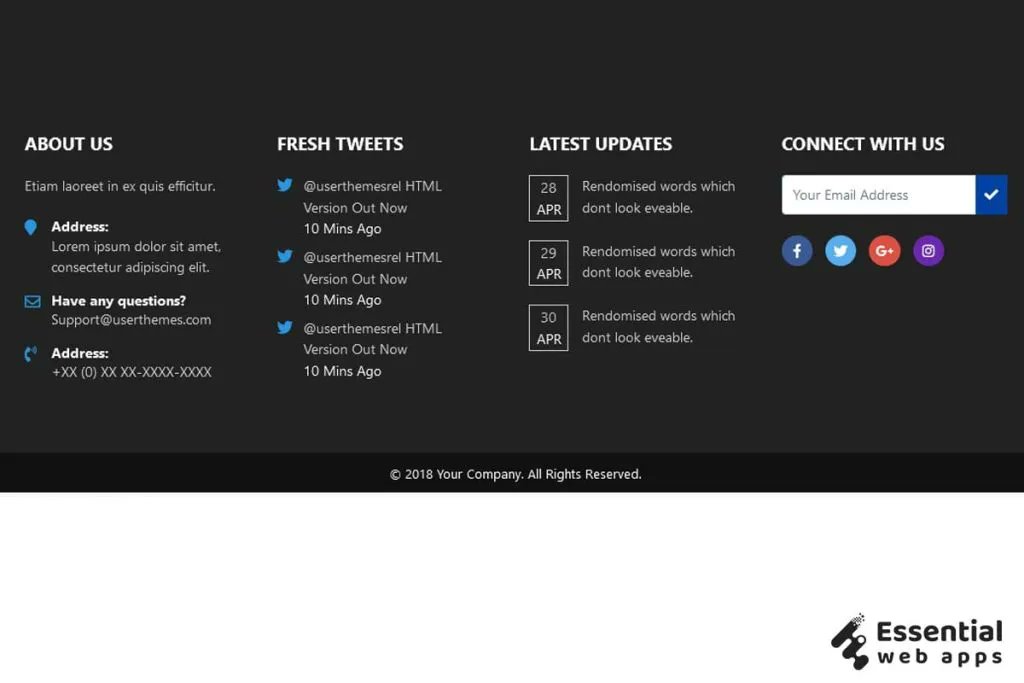 essentialwa's tweet image. 🔗buff.ly/3A8F8PI
💥Simple clean bootstrap footer design
💥bootstrap 4 basics add a simple footer
#Wordpress #Elementortutorial #BootstrapCollection #javascript #ReactJS #UI #blogpost #responsivewebsite #CSS #csstricks #FrontEnd #webdesign #CodeNewbies @essentialwa